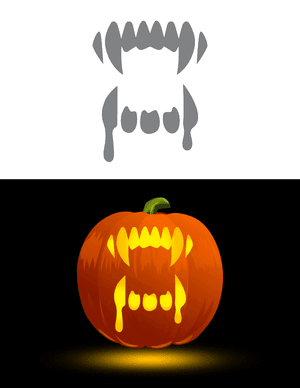Vampire Fangs Dripping With Blood Pumpkin Stencil
