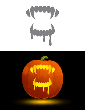 Vampire Teeth Dripping Blood Pumpkin Stencil