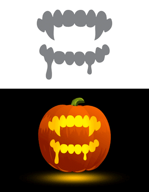 Vampire Teeth Dripping Pumpkin Stencil