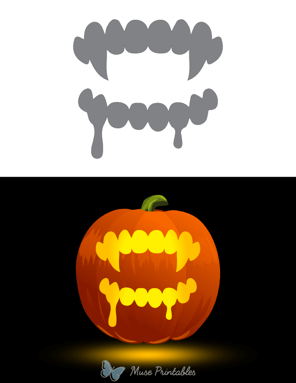 Vampire Teeth Dripping Pumpkin Stencil