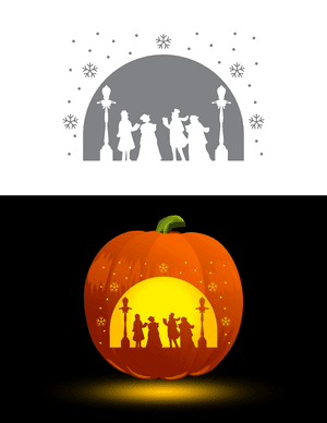 Victorian Christmas Carolers Pumpkin Stencil