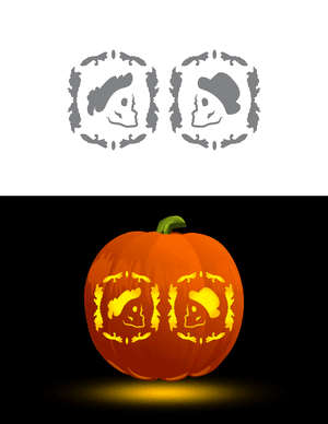 Victorian Couple Skulls in Frames Pumpkin Stencil