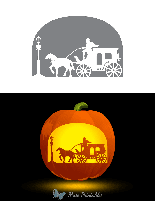 Victorian Horse and Carriage Pumpkin Stencil