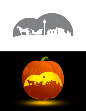 Victorian Horse and Sleigh Pumpkin Stencil