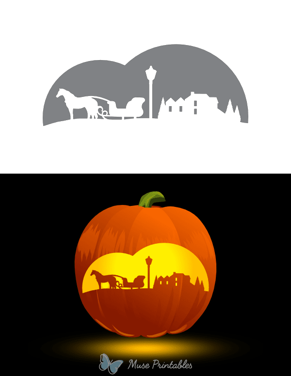 Victorian Horse and Sleigh Pumpkin Stencil