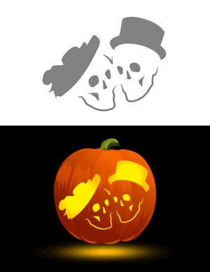 Victorian Man and Woman Skulls Pumpkin Stencil