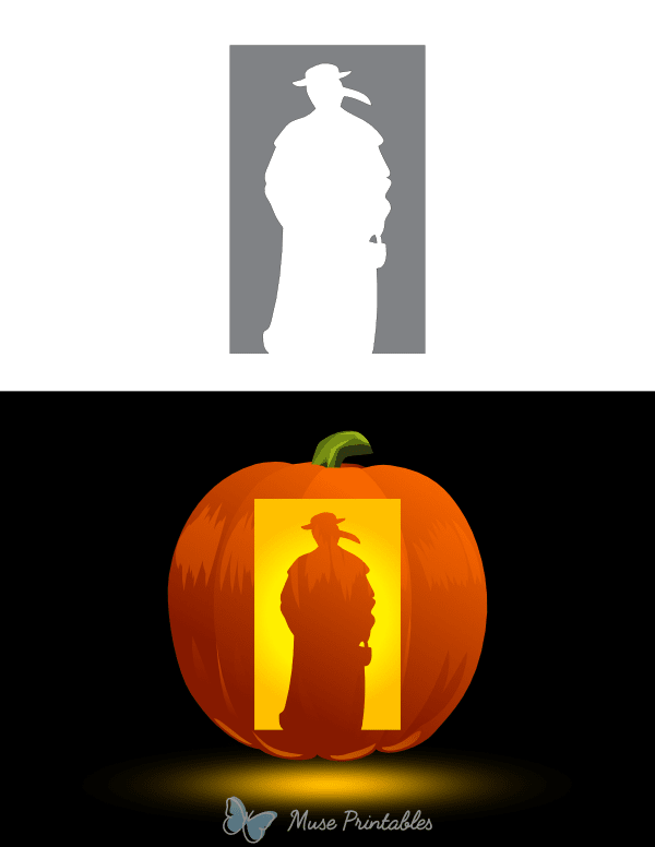 Victorian Plague Doctor Outline Pumpkin Stencil