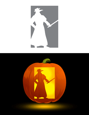 Victorian Plague Doctor With Cane Pumpkin Stencil