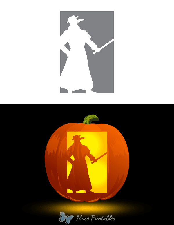 Victorian Plague Doctor With Cane Pumpkin Stencil