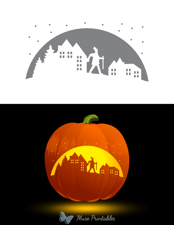 Victorian Winter Scene Pumpkin Stencil