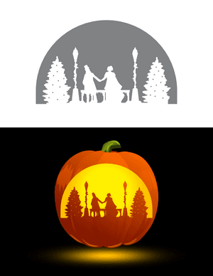 Victorian Winter Street Scene Pumpkin Stencil