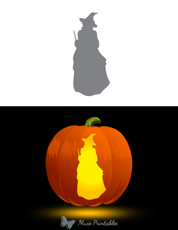 Victorian Witch With Wand Pumpkin Stencil