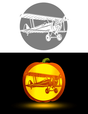 Vintage Airplane Pumpkin Stencil