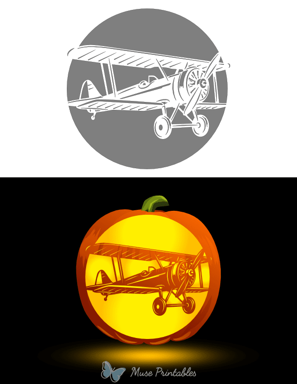 Vintage Airplane Pumpkin Stencil