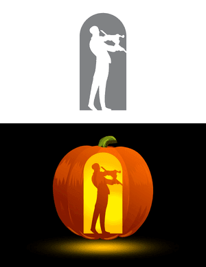 Violin Player Pumpkin Stencil