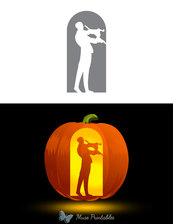 Violin Player Pumpkin Stencil