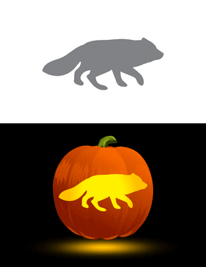 Walking Arctic Fox Pumpkin Stencil