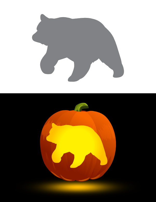 Printable Walking Bear Pumpkin Stencil