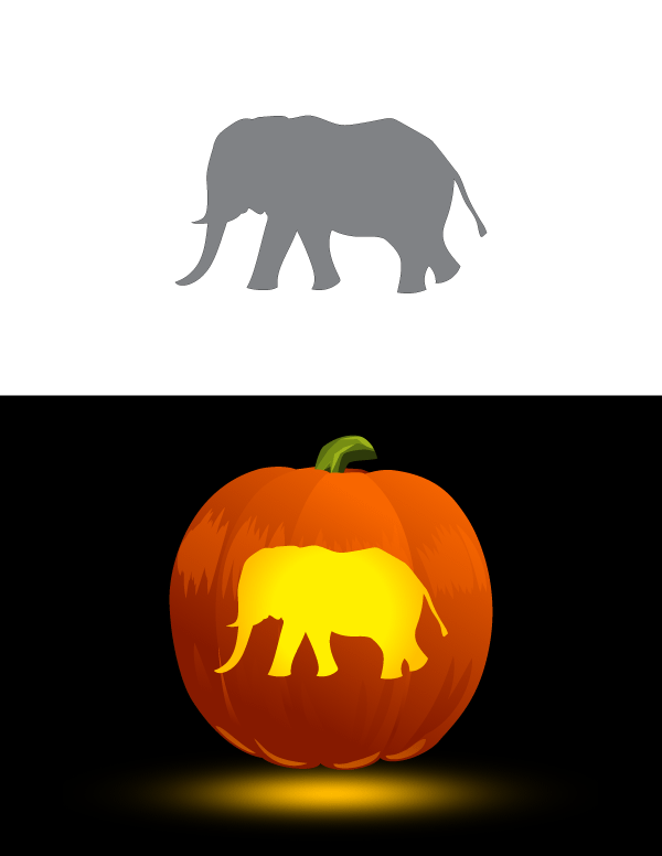 Printable Walking Elephant Pumpkin Stencil