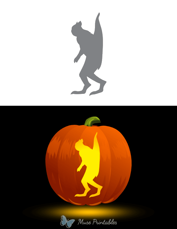 Walking Gargoyle Pumpkin Stencil