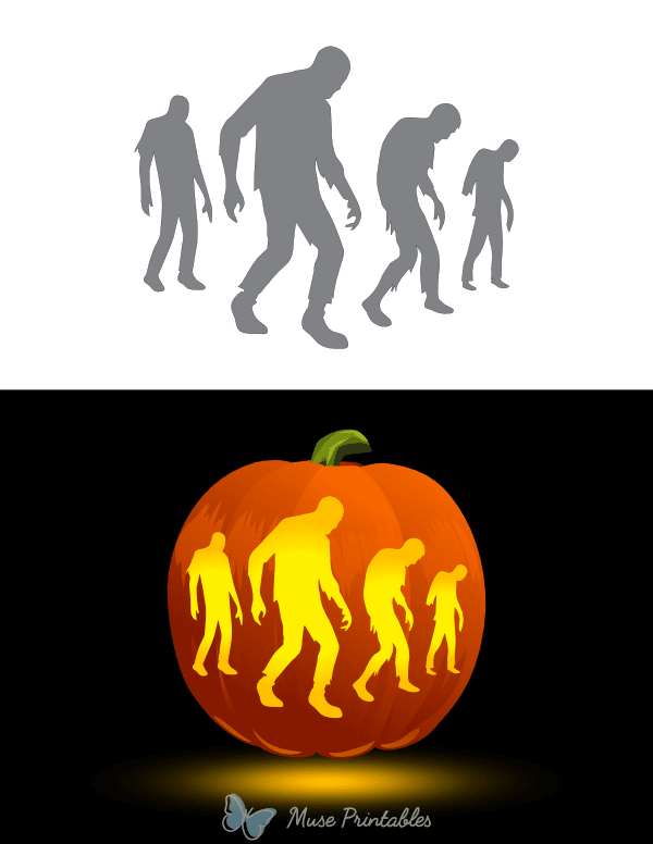 Walking Herd of Zombies Pumpkin Stencil