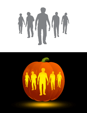 Walking Horde of Zombies Pumpkin Stencil