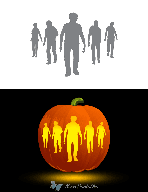 Walking Horde of Zombies Pumpkin Stencil