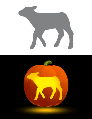 Walking Lamb Outline Pumpkin Stencil