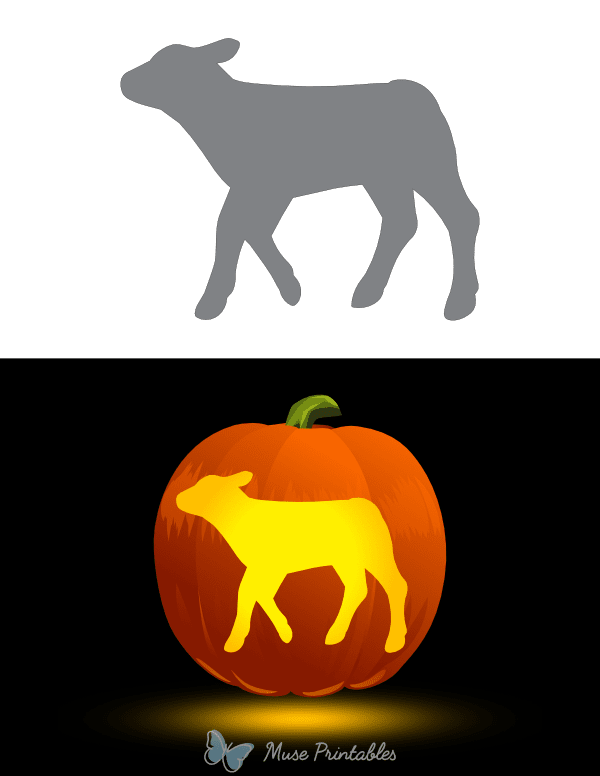 Walking Lamb Outline Pumpkin Stencil