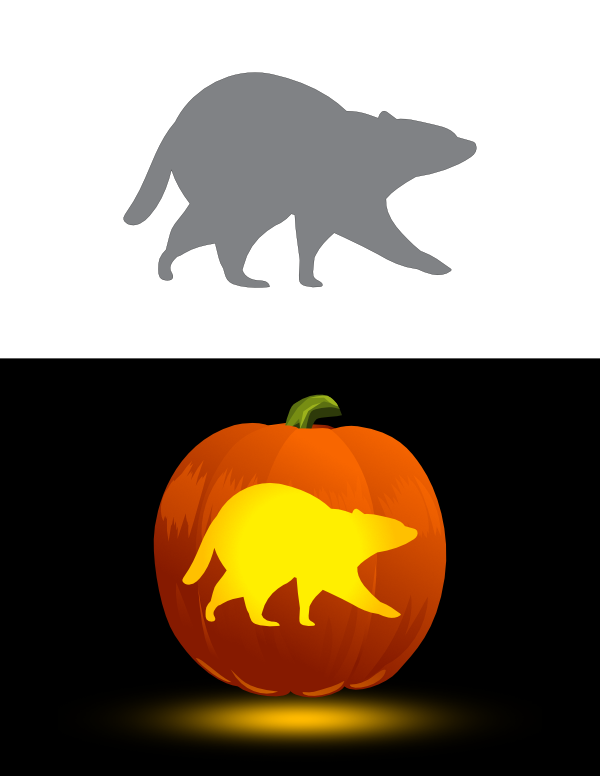 Printable Walking Raccoon Pumpkin Stencil