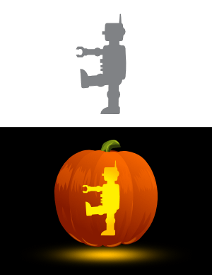 Walking Robot Pumpkin Stencil
