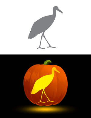 Walking Stork Outline Pumpkin Stencil