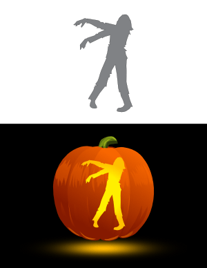 Walking Zombie Pumpkin Stencil