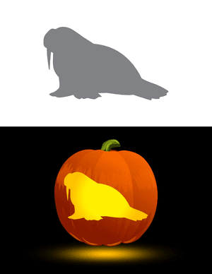 Walrus Outline Pumpkin Stencil