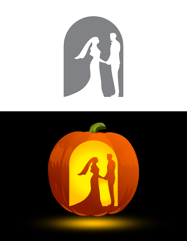 Printable Wedding Couple Pumpkin Stencil