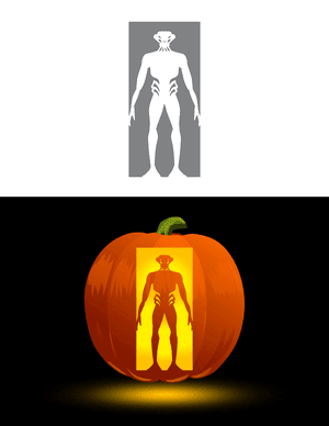 Weird Alien Pumpkin Stencil