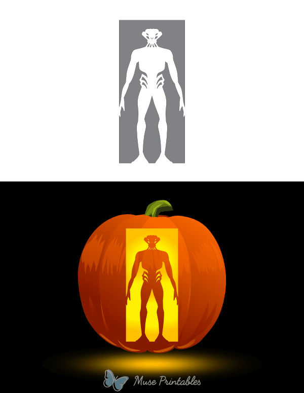 Weird Alien Pumpkin Stencil