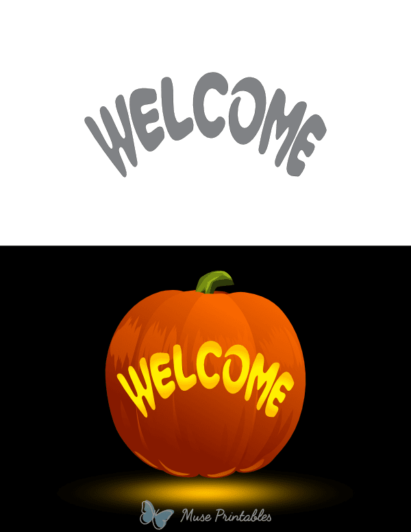 Welcome Text Pumpkin Stencil