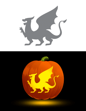 Welsh Dragon Outline Pumpkin Stencil
