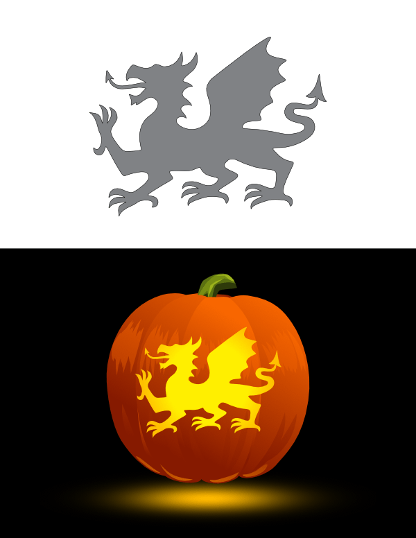 Printable Welsh Dragon Pumpkin Stencil