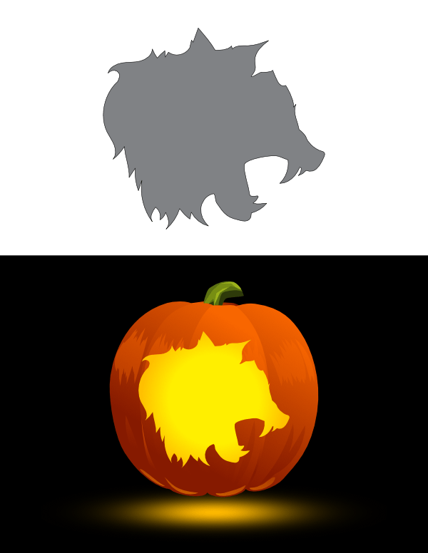 Printable Werewolf Head Pumpkin Stencil