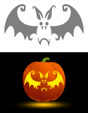 Whimsical Bat Pumpkin Stencil
