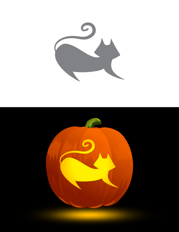 Printable Whimsical Cat Pumpkin Stencil