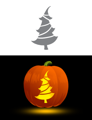 Whimsical Christmas Tree Pumpkin Stencil