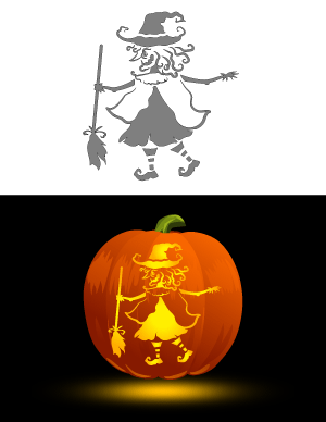 Whimsical Witch Pumpkin Stencil