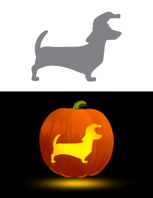 Wiener Dog Wearing Santa Hat Pumpkin Stencil