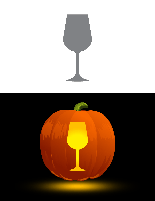 Printable Wine Glass Pumpkin Stencil