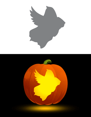 Winged Ghost Pumpkin Stencil