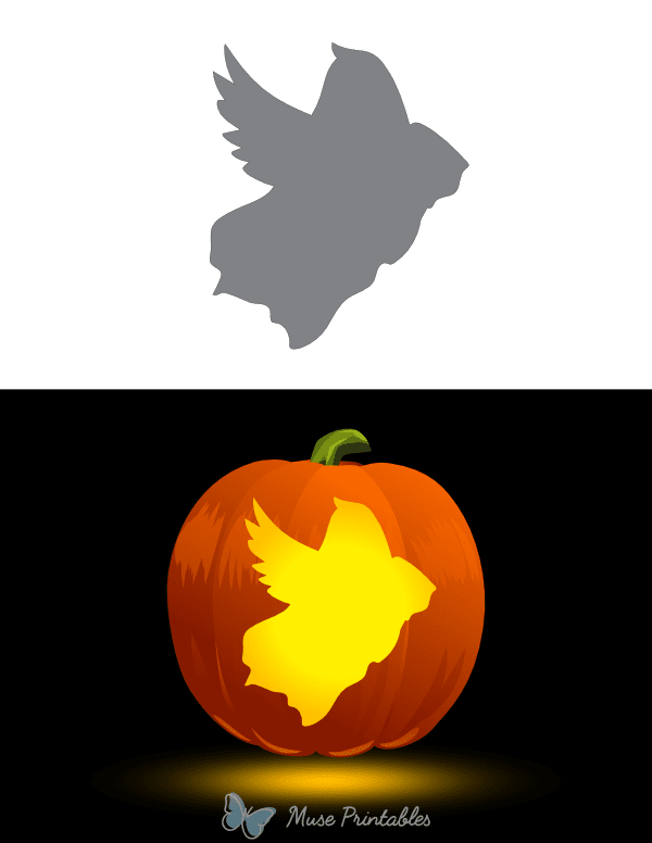 Winged Ghost Pumpkin Stencil