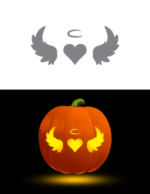 Winged Heart with Halo Pumpkin Stencil